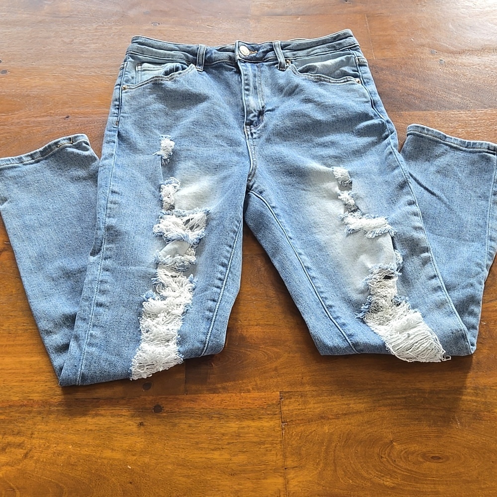 Risen Destroyed Ankle Cropped Skinny Jeans Size 29 9